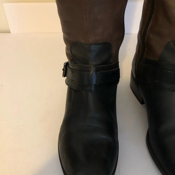 Lauren Ralph Lauren 7B Two Tone Brown and Black Leather Riding Boots Womens - Picture 3 of 14
